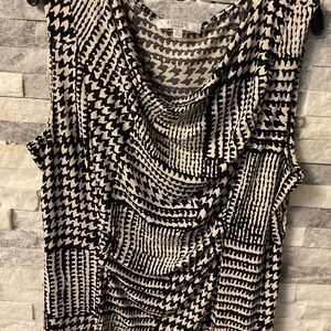 Kasper Monochrome Houndstooth Sleeveless Top